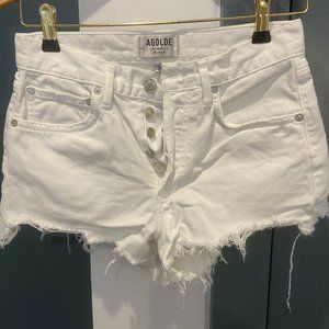Agolde White Denim Shorts